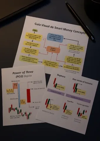 Hojas impresas del resumen visual con el esquema de Power of Three
